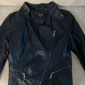 Bobbles and lace leather jacket